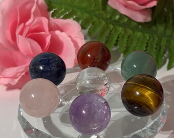 Chakra Healing Sphere Set - Sacred Geometry Crystal Grid with 7 Energy Crystals,7 Chakra Spheres with Star of David Glass Display Holder Set