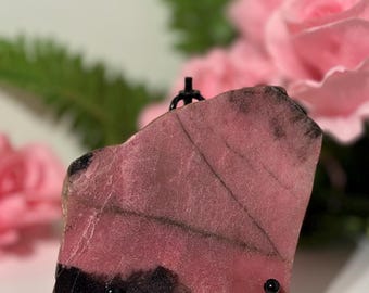 Natural Rhodonite Polished Stone Slab from Australia, Pink Rhodonite Slab, Pink Crystal Slice, Universal Love, Confidence,High Quality,Large