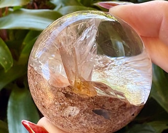 Stunning Rare Unique Natural Scenic Garden Quartz Sphere, Amazing Clarity,Lodalite, Crystal,Included Quartz,Powerful Healing,Premium Quality