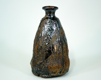 Sake bottle. Handmade bottle. Wabi sabi ceramics.