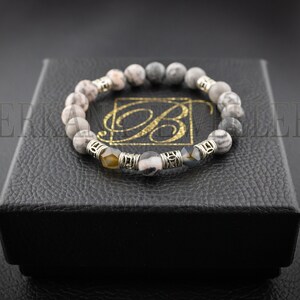 Natural Stone Beads Bracelet-Friendship Bracelet-Beads Bracelet for Men Women Agate braselet Grey agate Evil eye bracelet Dainty bracelet
