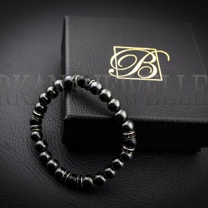 High Power Magnetarmband mit schwarzen Onyx Perlen (Hämatit Magneten und Naturperlen) tolle Geschenkidee