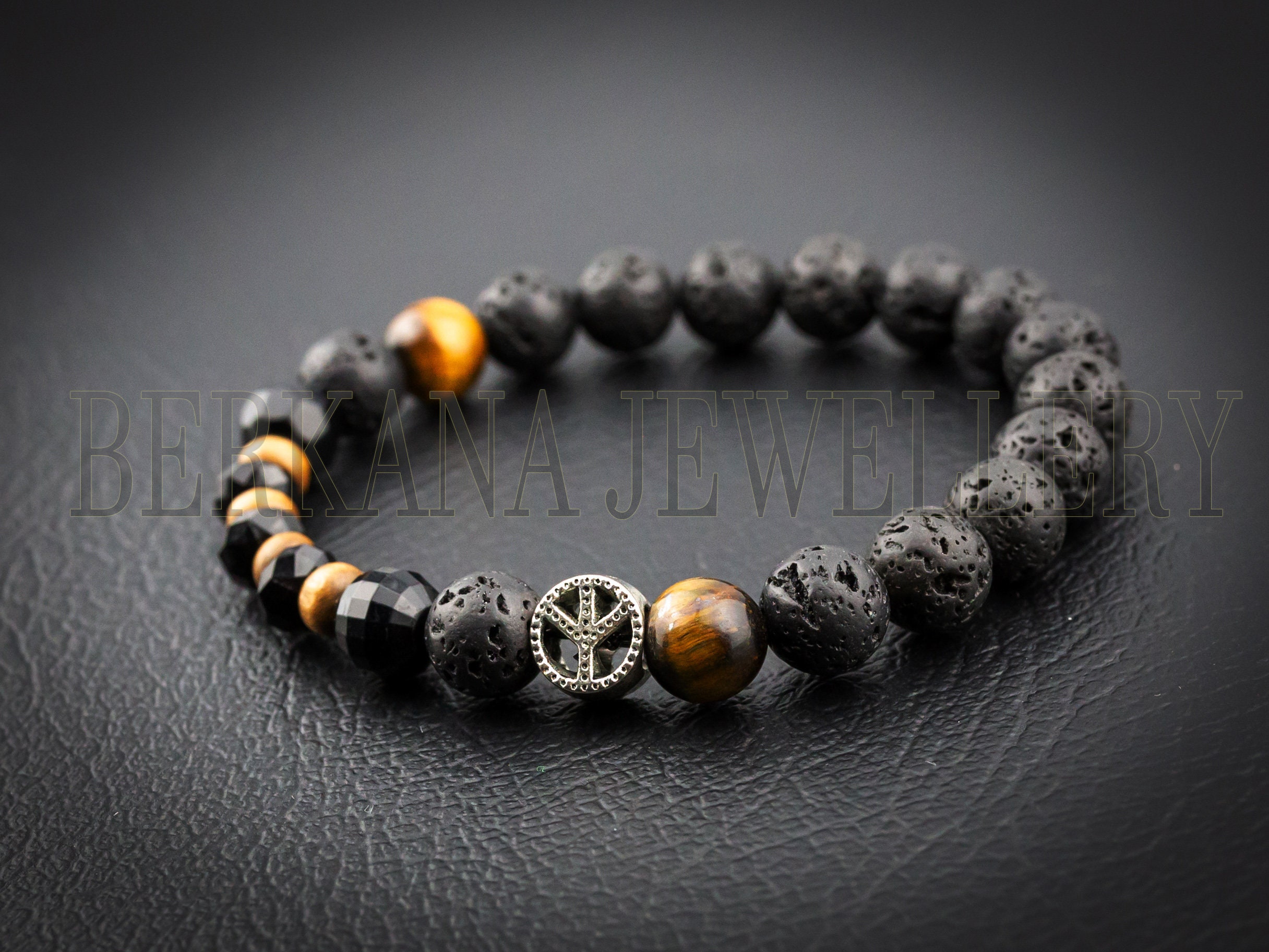 Mens Tiger Bracelet with Tigers Eye Beads