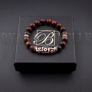 9 Eyes Dzi Bead,Tibetan dzi bead Bull&#39;s eye bracelet 9 Eyes Dzi Stone Amulet, Lucky Charm, Protective talisman