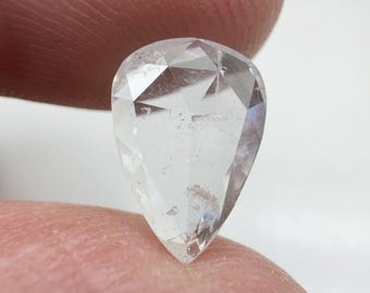 2.00 CT Icy Pear Shape Natural White Diamond: Rose Cut Gemstone