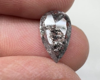 3.05 CT Icy Pear Salt and Pepper Diamond: Engagement Ring Stone