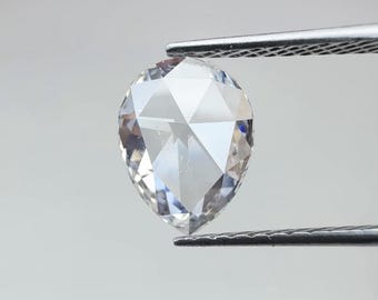 1.00 CT Icy Pear Diamond: Natural White Rose Cut Gemstone