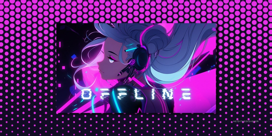 24 Anime Cyberpunk Girl Wallpaper Bundle Twitch Streaming 