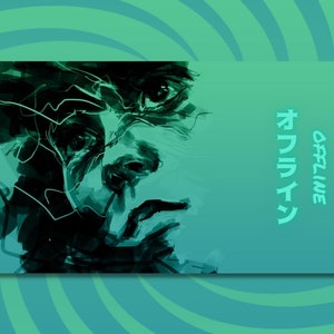 Bannière hors ligne et bannière de profil Twitch| Bannière japonaise hors ligne The Green Spiral, bannière pour lecteur vidéo, écran de contraction, papier peint de bureau