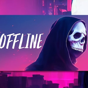Twitch Grim Reaper Package | Neon twitch banner Twitch panels Twitch panels neon Goth twitch panels Twitch skull Twitch background Twitch