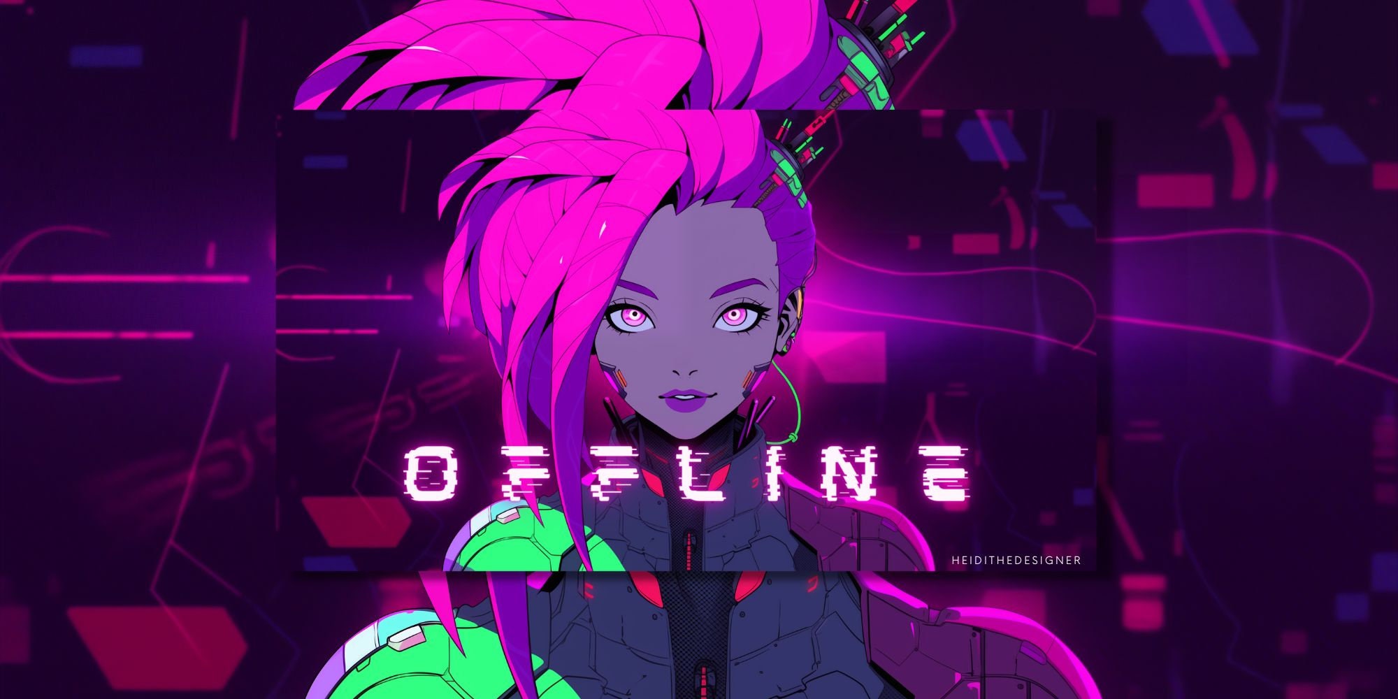 Twitch and Kick Offline Banner Pack (cyber Aesthetic): the Purple Pink ...