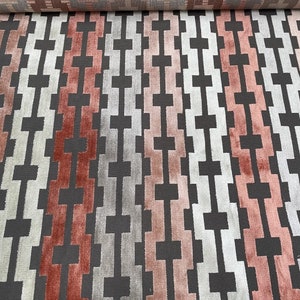 4 yards- Piccadilly- Geometric cut velvet- Upholstery Fabric - Blush - Cut Velvet Home Decor Upholstery & Drapery Fabric