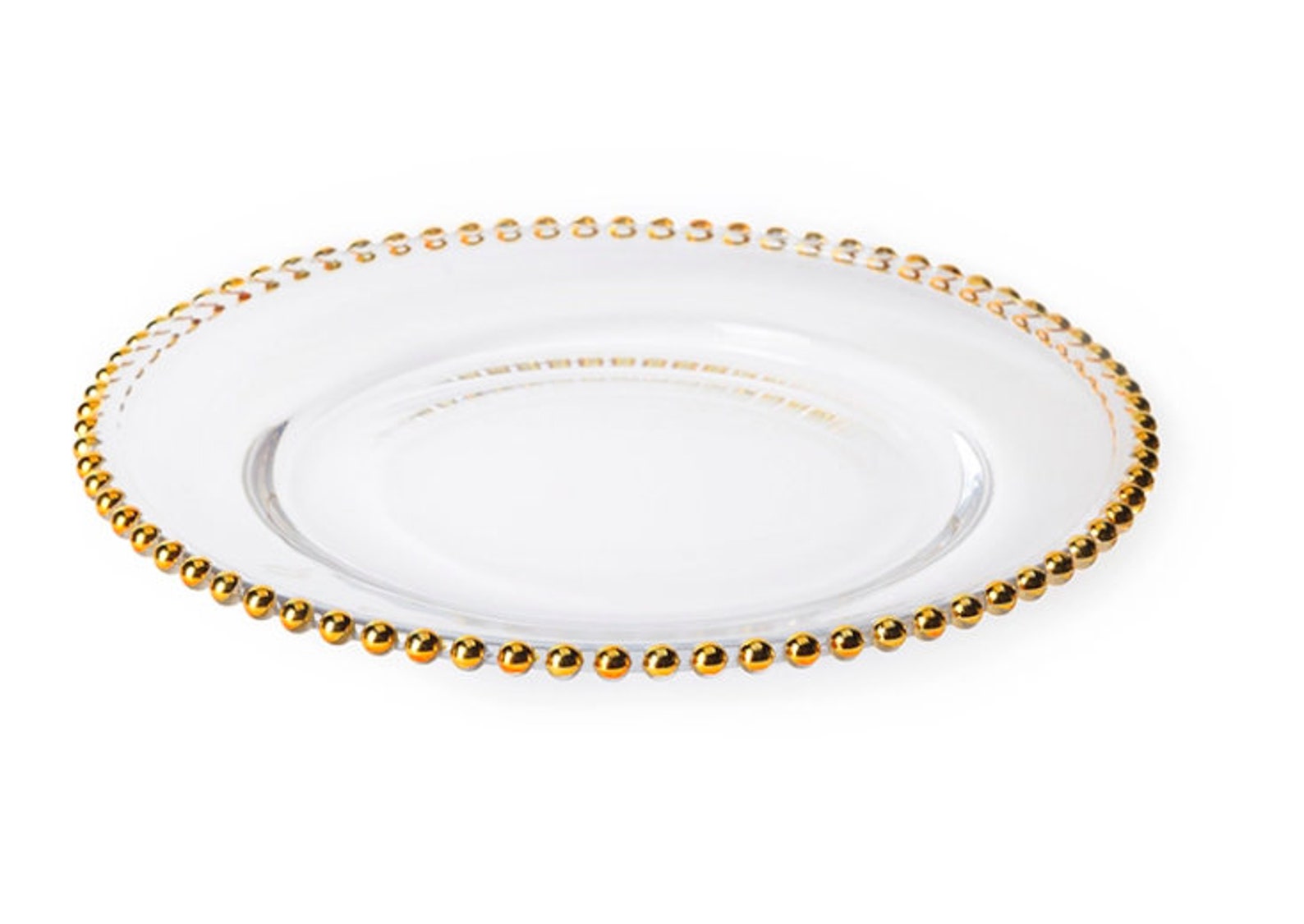 Clear Glass Gold Rim Plate Gold Beaded Plate Luxury Etsy