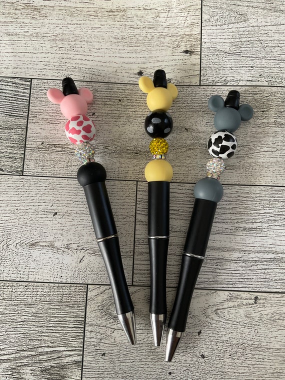 Cow Printed Beaded Pens, Cow Pens, Silicone Beads, Cute Beaded Pens, Cow  Print Beads, Animal Pen, Beaded Pen, Silicone Beaded Pens 