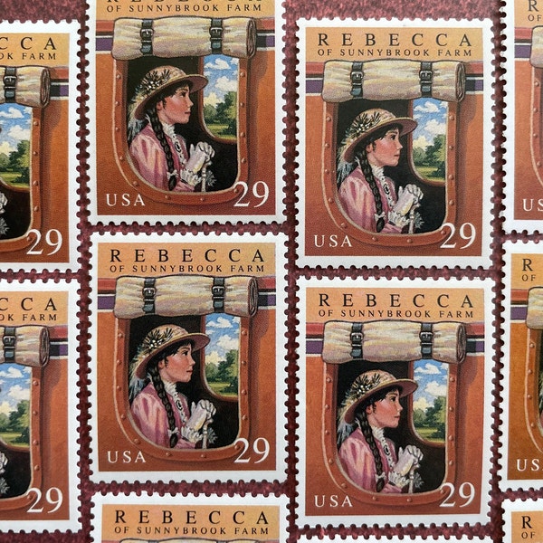 5 Rebecca of Sunnybrook Farm 29 Cent Vintage Postage Stamps. Classic Books. Children's Literature. Wedding Postage. Unused MNH Stamps.