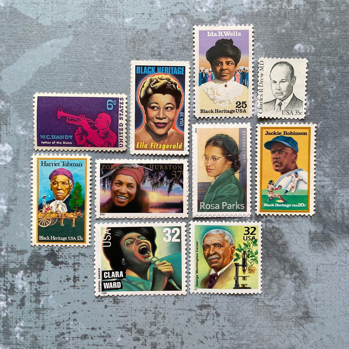 10 Unused Black History Vintage Postage Stamps. Random Grab Etsy