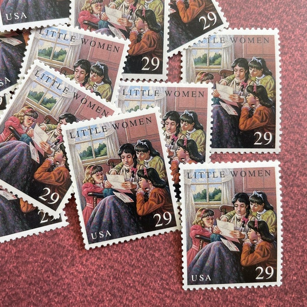 5 Little Women 29 Cent Vintage Postage Stamps. Classic Books. Children's Literature. Wedding Postage. Unused MNH Stamps.