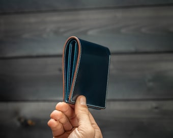 7 COLORS- Navy Blue Shell Cordovan & Natural Leather 4-slot