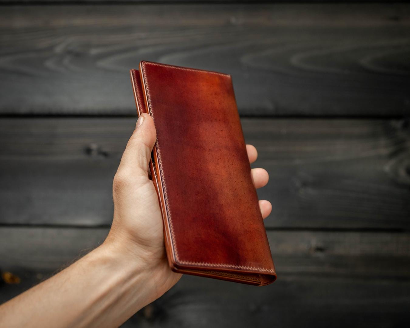 Handstitched Shell Cordovan Long Wallet - Marbled Color 8 - Etsy