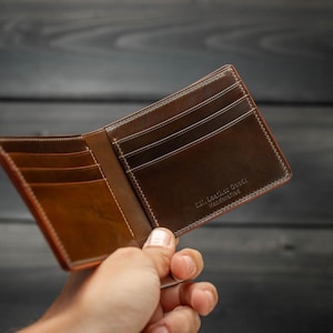 Premium Full Horween Shell Cordovan Leather Wallet - Handmade Bifold, Brown (Vary Rare) - Handstitched