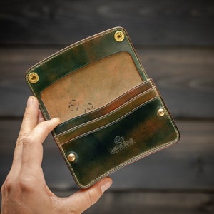 Cartera Mini Trucker V2, Horween Shell Cordovan, Marbled Black Shell Cordovan, Cartera con broche