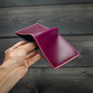 Handmade Ultra Violet Horween Shell Cordovan Wallet: RFID Blocking