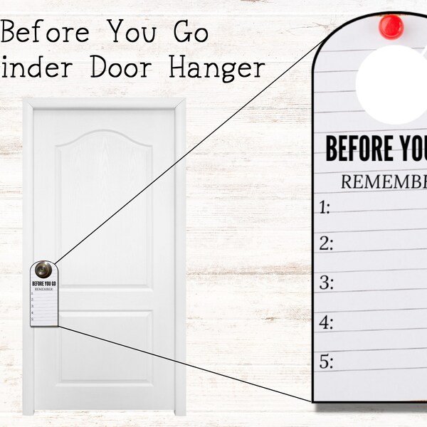 Reminder Door Hanger: Before you go, Remember! Printable door sign