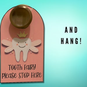 Tooth Fairy Door Hanger SignsPlease Stop Here, Instant Download, Pink and Blue Versions image 4