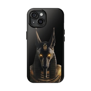 Egyptian Anubis with Glowing Eyes, Anubis gift, Mythology Phone Case, Gifts for him, iPhone 15, Samsung S24