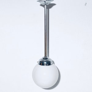 Bauhaus Opaline Glass Bulb Hanging Lamp / 1920s - 1950s Art Deco Interior Decor