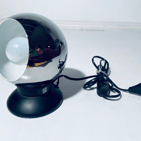 Space Age Chrome Ball Globe Lamp / 1970s Vintage Decor