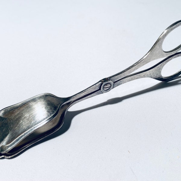 WMF Serving Pastry Tongs Hammered Silver Plated / 1960s Vintage Decor