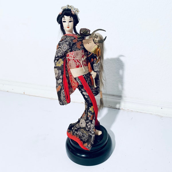 Poupée Geisha japonaise / décor asiatique vintage des années 1950