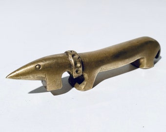 Walter Bosse Bronze Sausage Dog Bottle Opener / Mid-Century Vintage 1950s