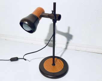 Vintage 70s Wooden Table Lamp / Space Age Decor