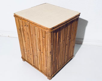 1950s Bamboo Sgabello Lavaggio Cesto della biancheria / Vintage Mid-Century Furniture Decor