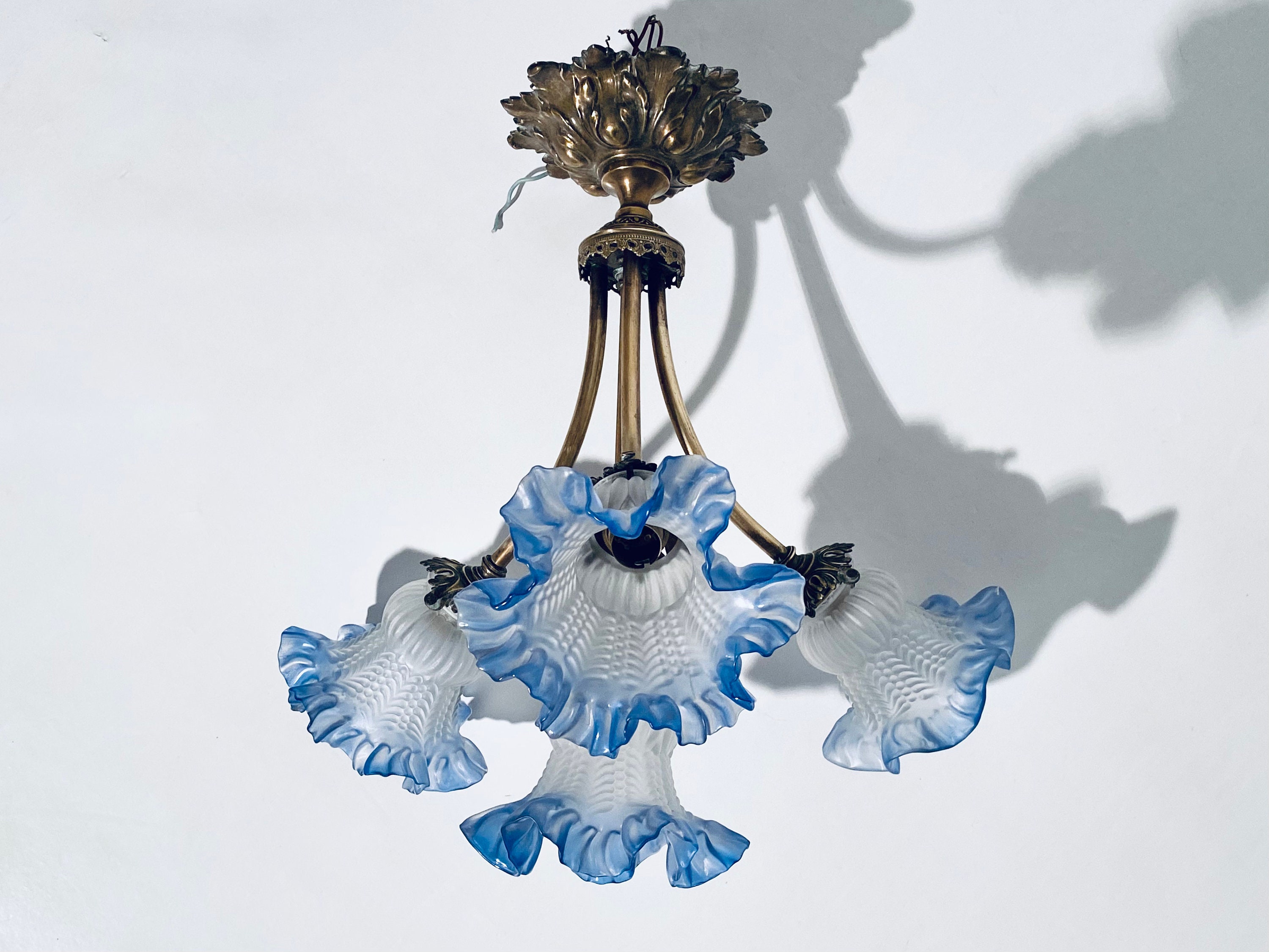 Blue flowers hanging antique lamp - Etsy 日本