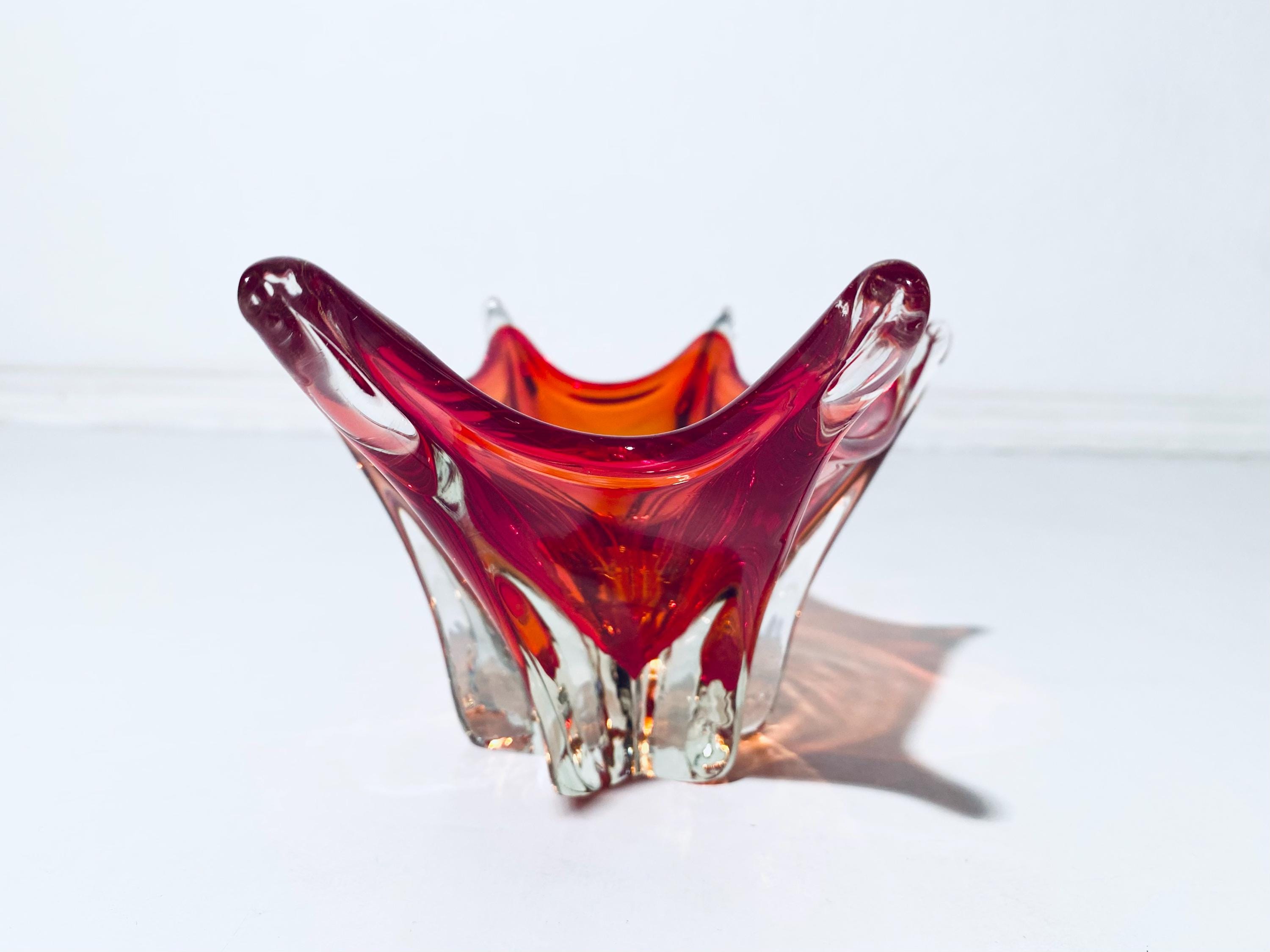 Vintage Fratelli Toso Murano 1960s Red Orange Sommerso Glass Fruit