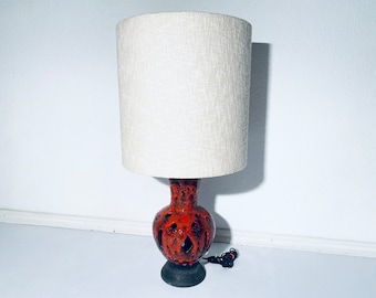 Large Red Fat Lava Floor Lamp / Vintage Decor 60s 70s / West Germany Pottery