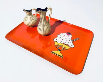 Grand plateau japonais 48 x 31 cm noir or doré oiseaux fleurs vintage - Décoration