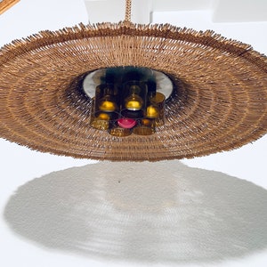 Huge Round Mid-Century Wicker Hanging Lamp / 60s 70s Vintage Decor image 4