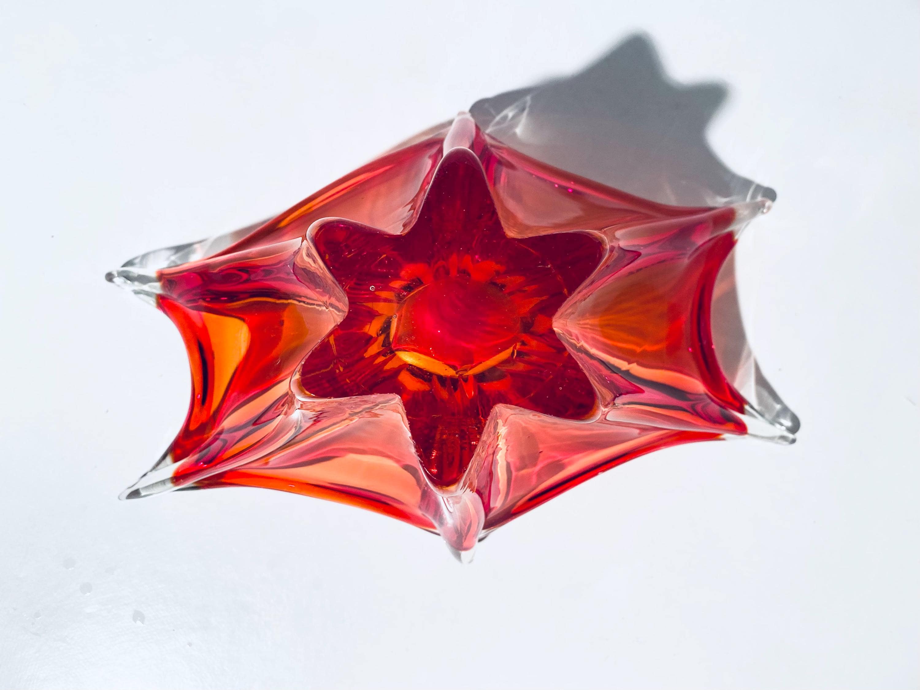 Vintage Fratelli Toso Murano 1960s Red Orange Sommerso Glass Fruit