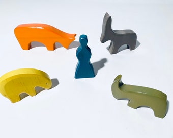 Antonio Vitali Wooden Toy Animal Set Ornamentation / Vintage Decor