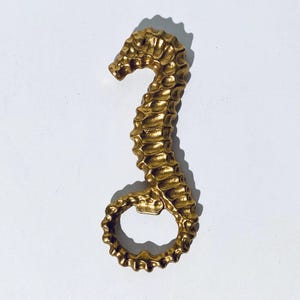 Vintage Seahorse Shape Brass Bottle Opener / Maritime Sailing Decor