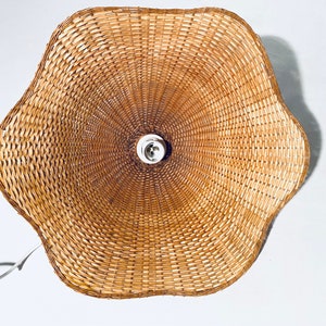 Hänglampa i rotting från mitten av århundradet / Boho vintage-inredning i 70-talsstil bild 6