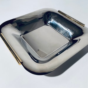 WMF Cromargan Square Silver Fruit Bowl / Vintage Decor 50s
