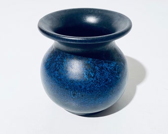 Blue & Black Silberdistel Ceramic Rotund Vase  / Vintage WGP Decor 1960s