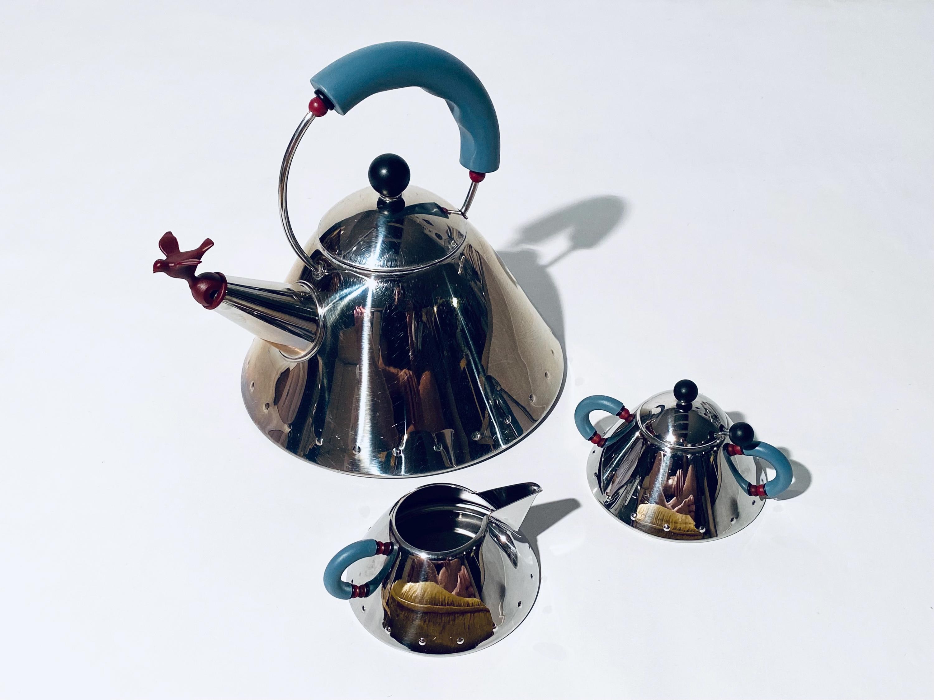 Alessi Michael Graves Chrome Set / Waterkettle 9093 Milk & Sugar