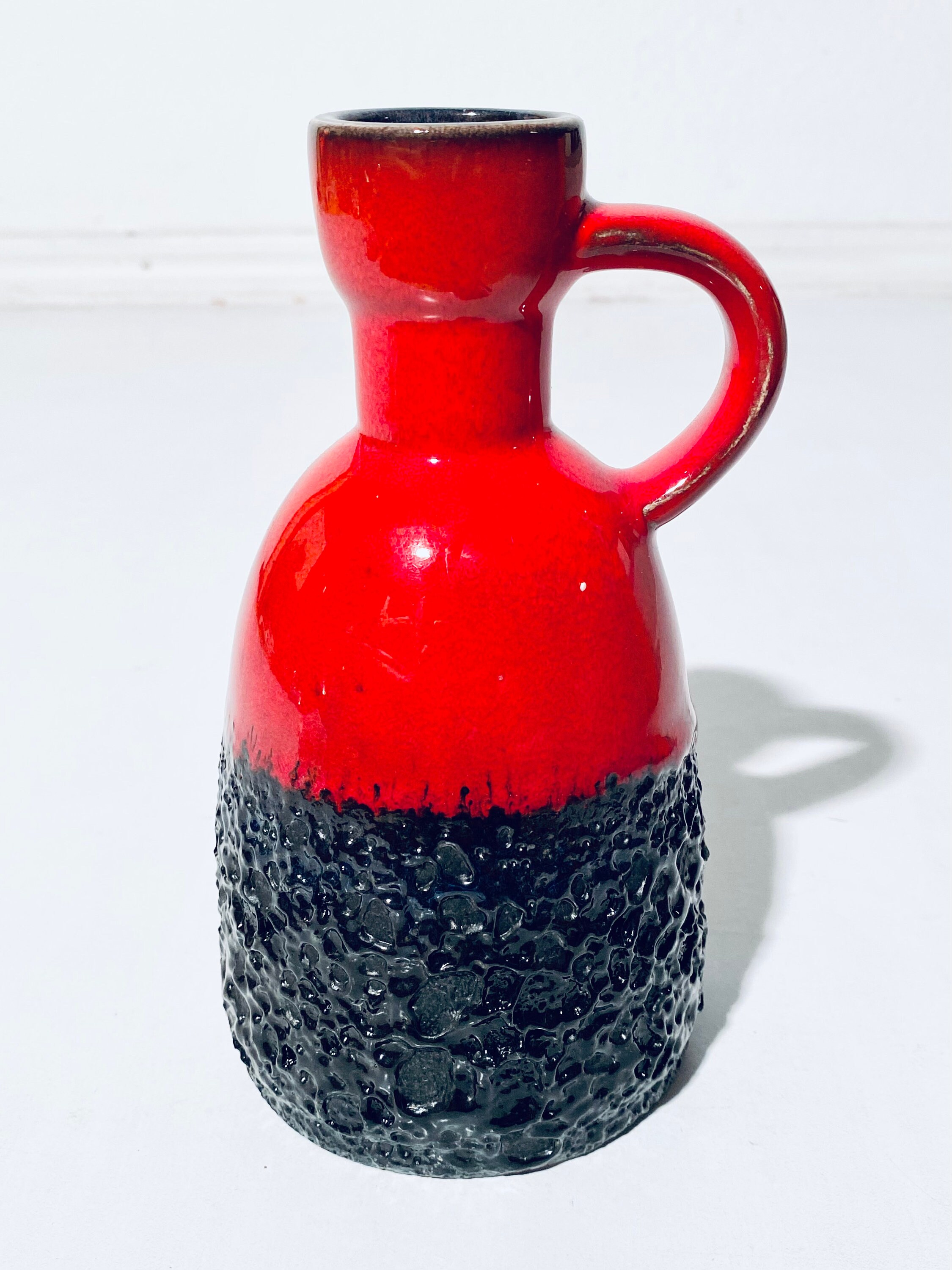 Fat Lava Jopeko 903 Red & Black Ceramic Vase WGP / Vintage Decor