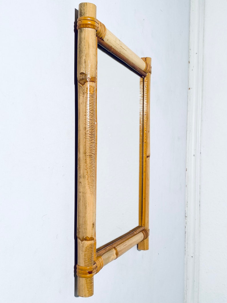 Vintage 1960s Bamboo Rectangular Mirror / Vintage Decor France / Boho ...